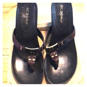 BCBG wedge thong sandals